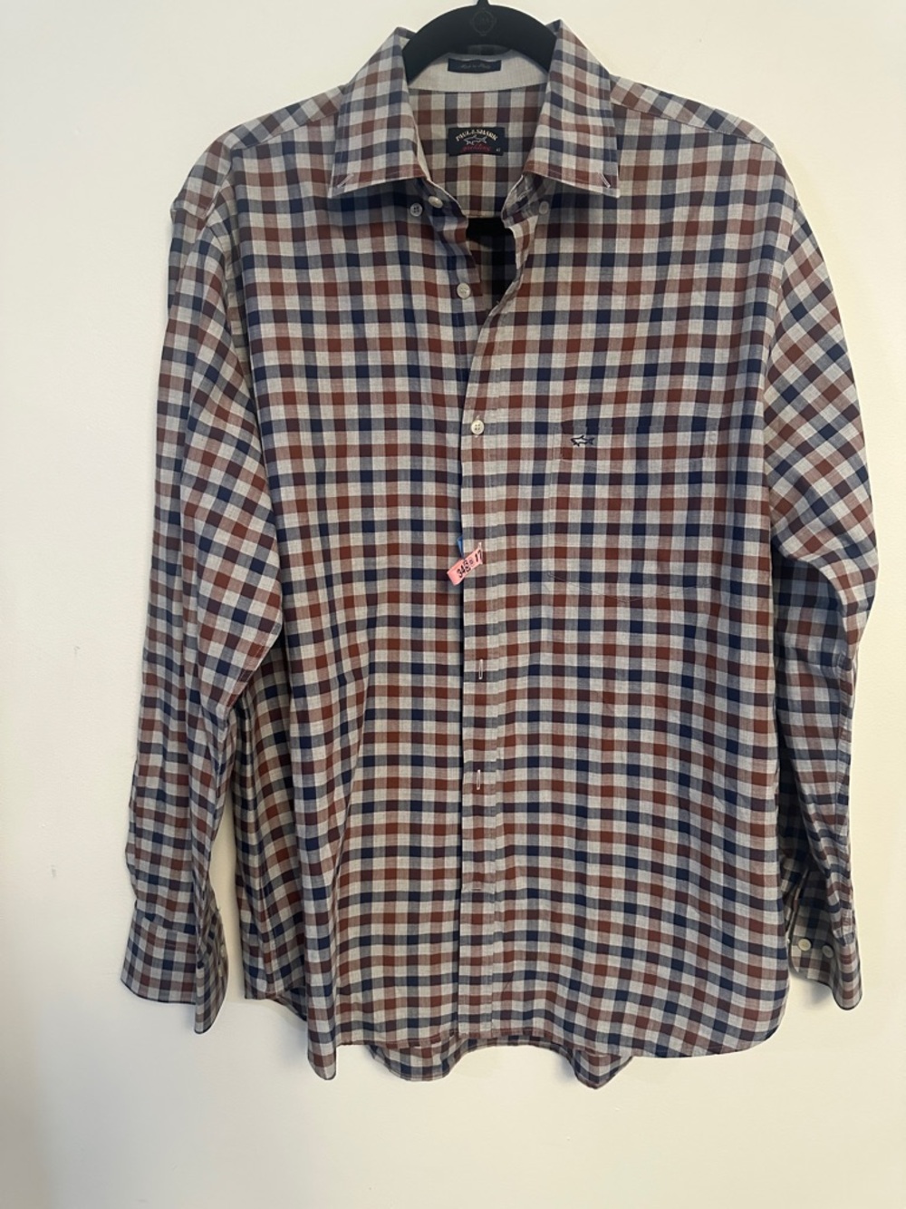 Paul & Shark Men's Checked Button-Down Shirt in Blue, Brown and White